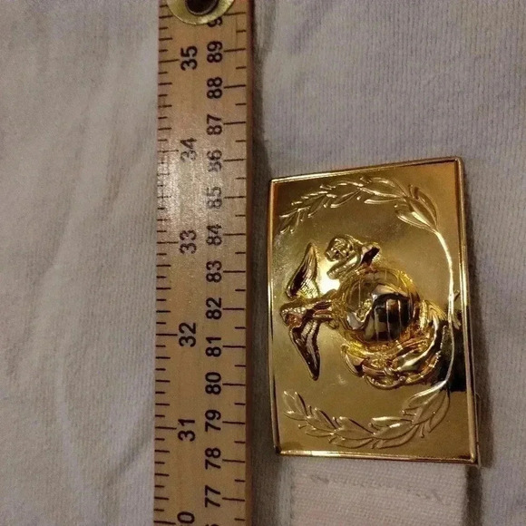 US Marine dress belt brass buckle white military - Picture 6 of 9